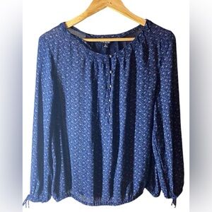 Lucky Brand Vintage Navy Floral Blouse